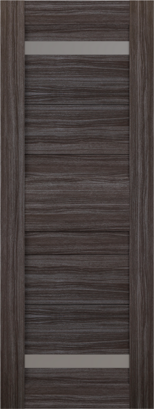 Belldinni Imma 28-in x 80-in Gray Oak Horizontal plank Frosted glass Textured Solid core Prefinished Pine Wood Slab Door