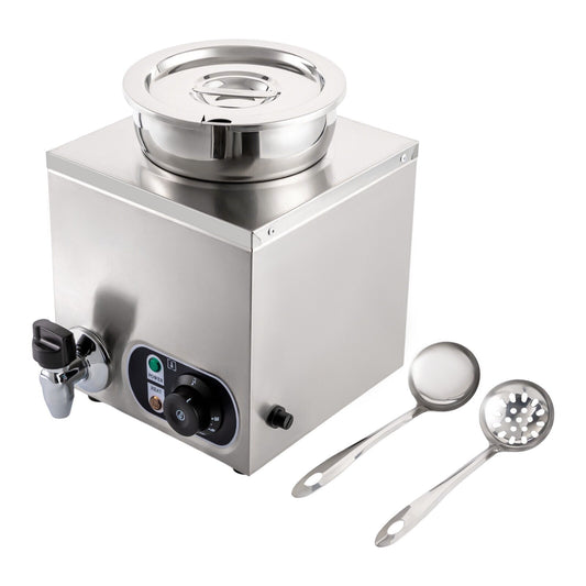 4L 110V Commercial Soup Warmer Electric Food Warmer Adjustable Temp. 86-185?, Stainless Steel Countertop Soup Pot with Tap