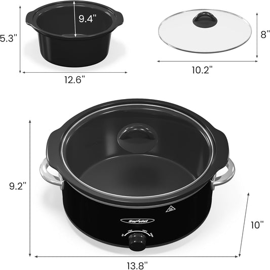 4QT Slow Cooker with 3 Heating Settings, Removable Ceramic Pot, Dishwasher Safe Glass Lid