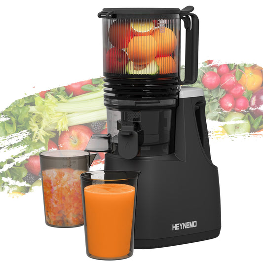 Sunvivi Cold Press Masticating Juicer Machine - 5.9" Wide Feed Chute, Dual-Layer Strainer