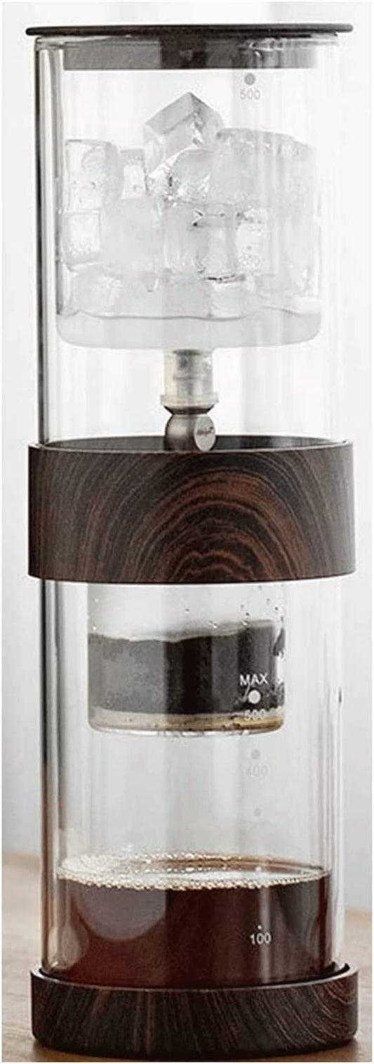 500ml Cold Brew Maker Drip Coffee Tower 1-4 Cups Iced Coffee Maker w/Adjustable Rate Dripper and Stainless Steel Filter Borosilicate Glass Ice Coffee Machine for Home Office