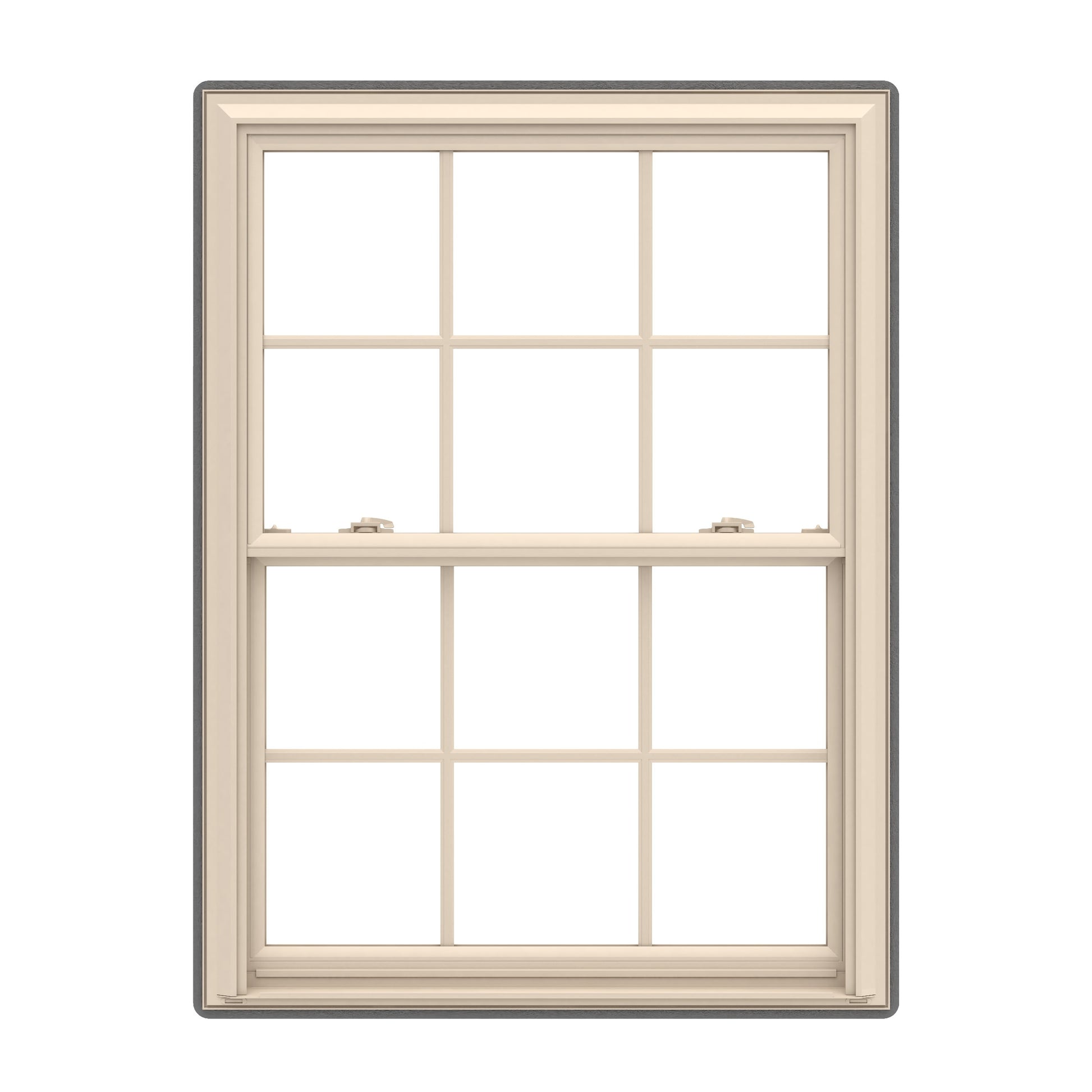 Pella 150 Series 31-1/2-in x 45-1/2-in Almond Almond Vinyl Replacement Double Hung Window Low-E argon Double Pane Glass with Grids (Full Screen Included)