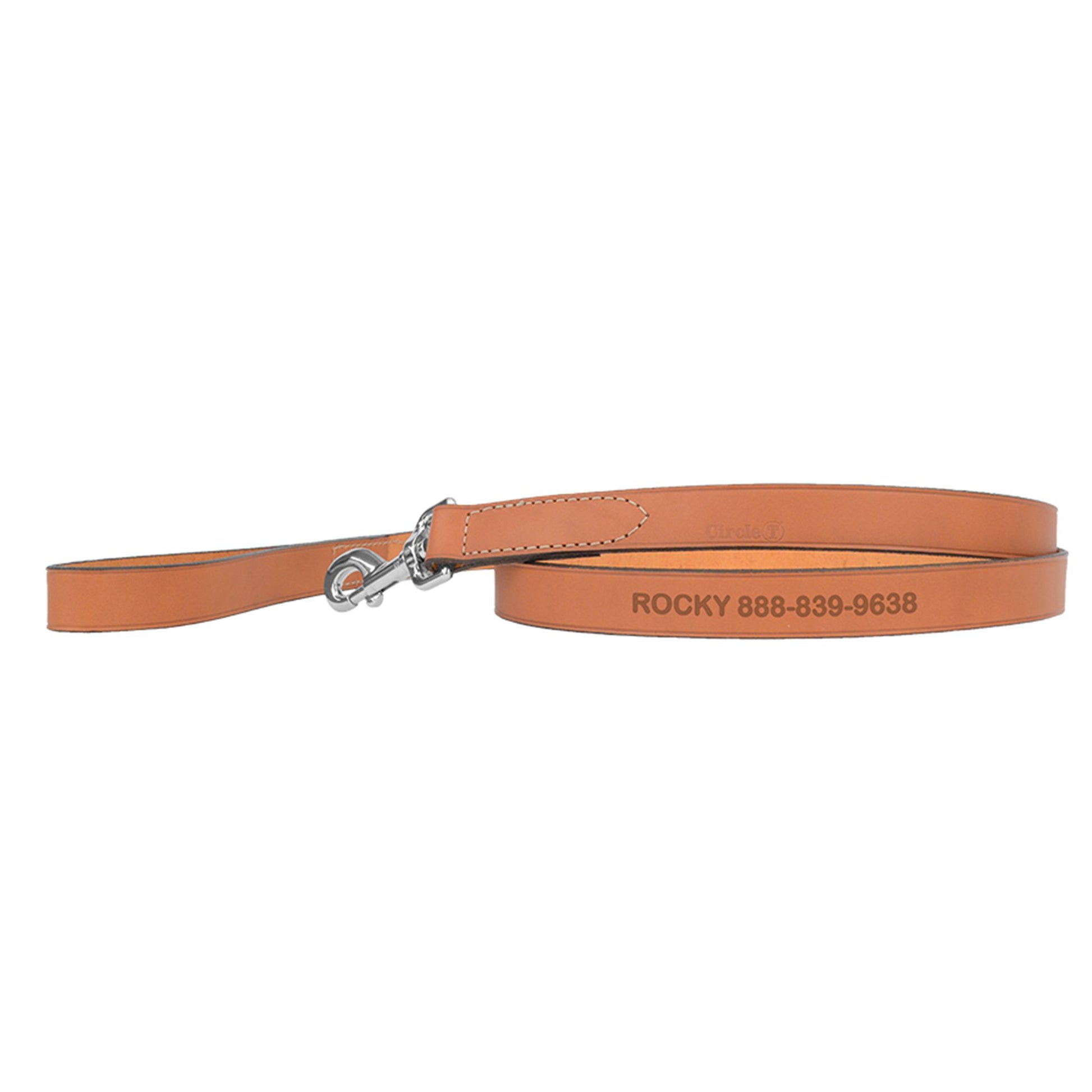 Coastal Pet Products Personalized Leather Dog Leash 4'L x 0.75"W