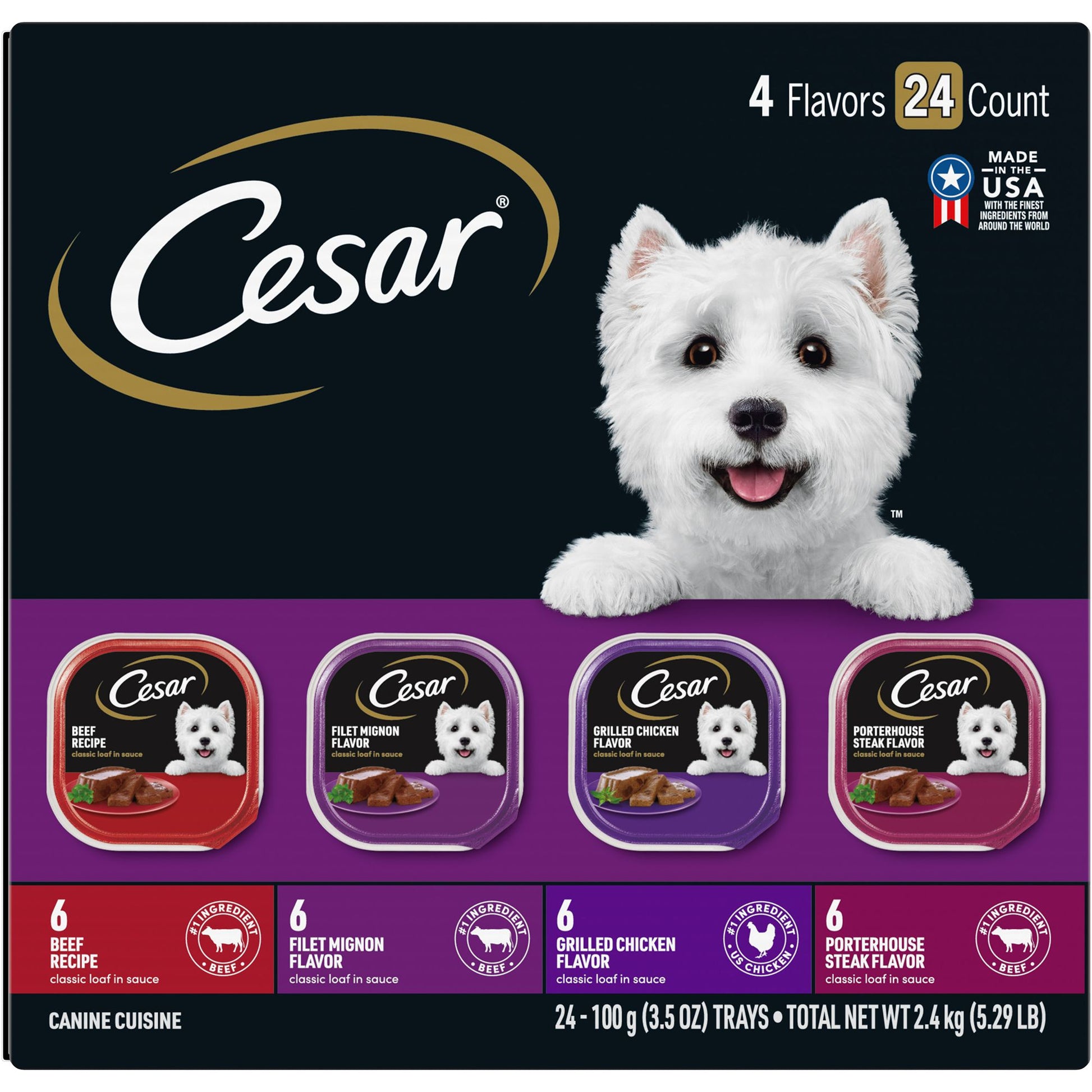 Cesar® Classics Adult Wet Dog Food - Loaf, 24 Count, Variety Pack