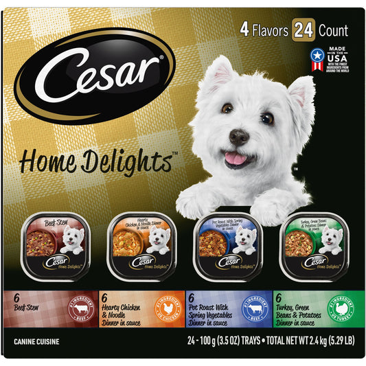 Cesar® Classics Home Delights Adult Wet Dog Food - Chunks in Gravy , 24 Count, Variety Pack