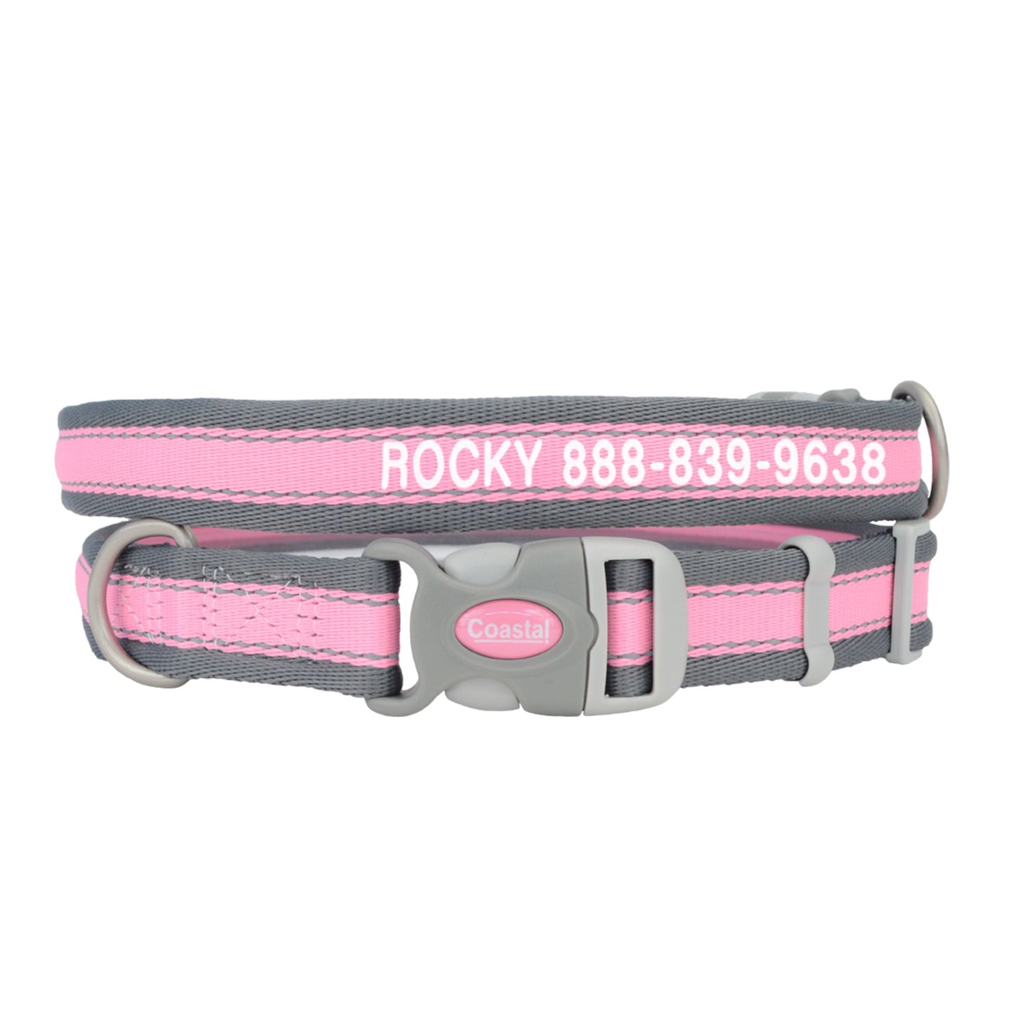 Coastal Pet Products Personalized Pet Attire Pro Reflective Adjustable Dog Collar Medium