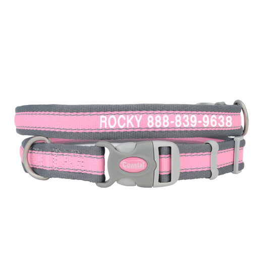 Coastal Pet Products Personalized Pet Attire Pro Reflective Adjustable Dog Collar Medium