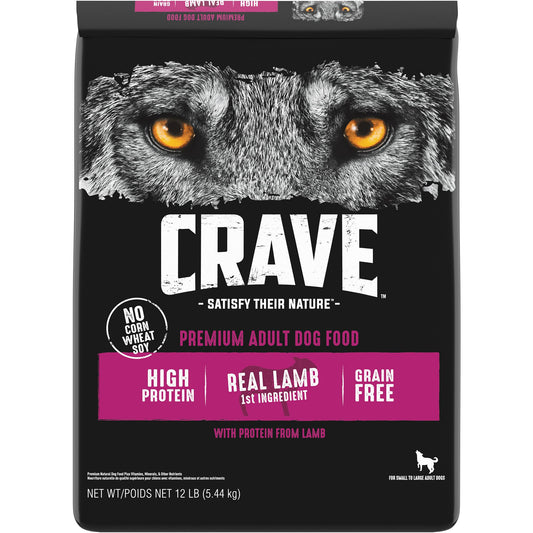 CRAVE&trade; High Protein Adult Dry Dog Food - Grain Free, Lamb & Venison 12 Lb