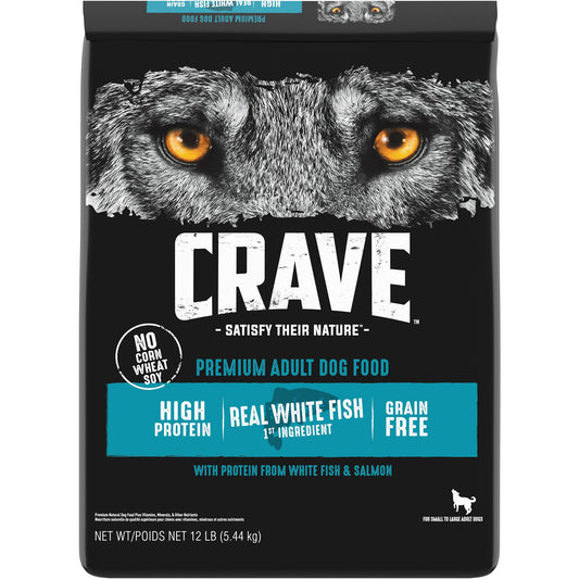 CRAVE&trade; High Protein Adult Dry Dog Food - Grain Free, Salmon & Ocean Whitefish 12 Lb