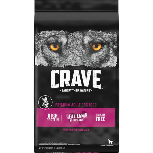 CRAVE&trade; High Protein Adult Dry Dog Food - Grain Free, Lamb & Venison 4 Lb
