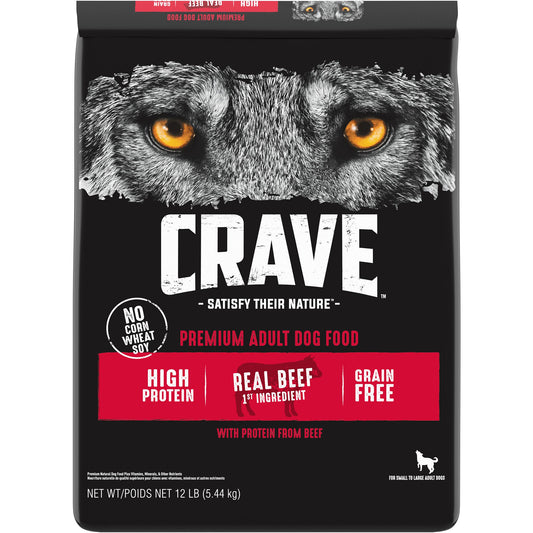 CRAVE&trade; High Protein Adult Dry Dog Food - Grain Free, Beef 12 Lb