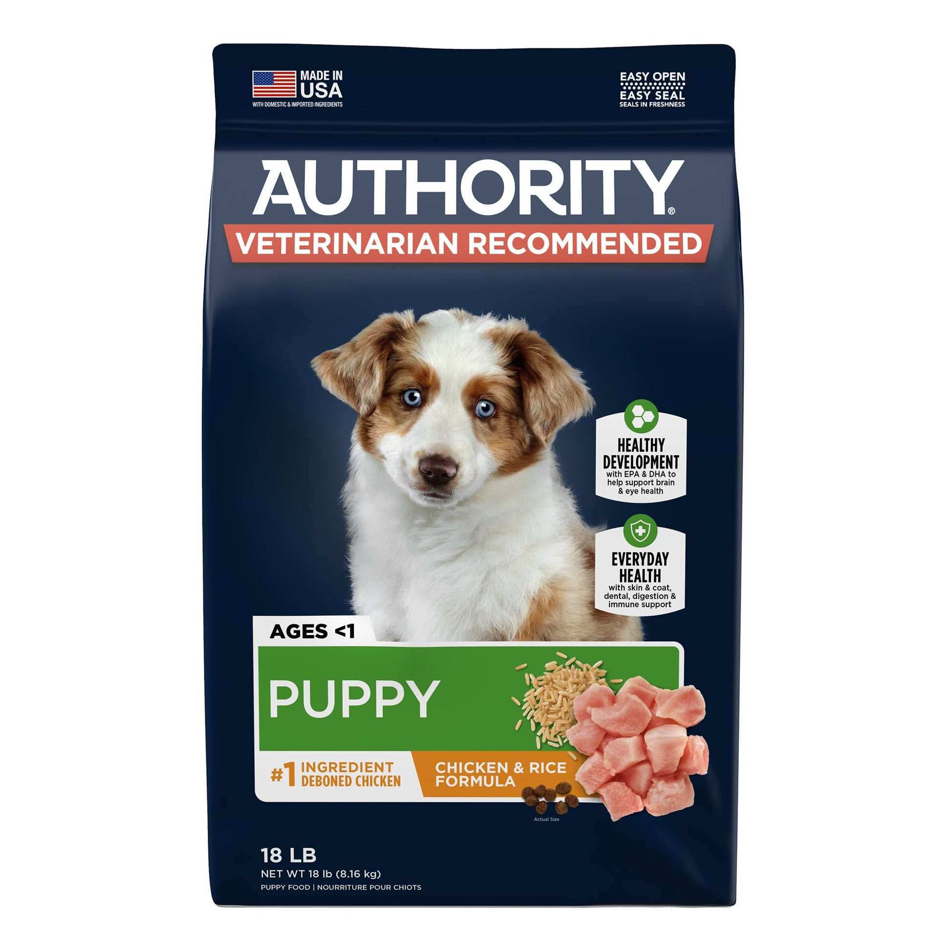 Authority® Everyday Health Puppy Dry Dog Food - Chicken & Rice 30 Lb