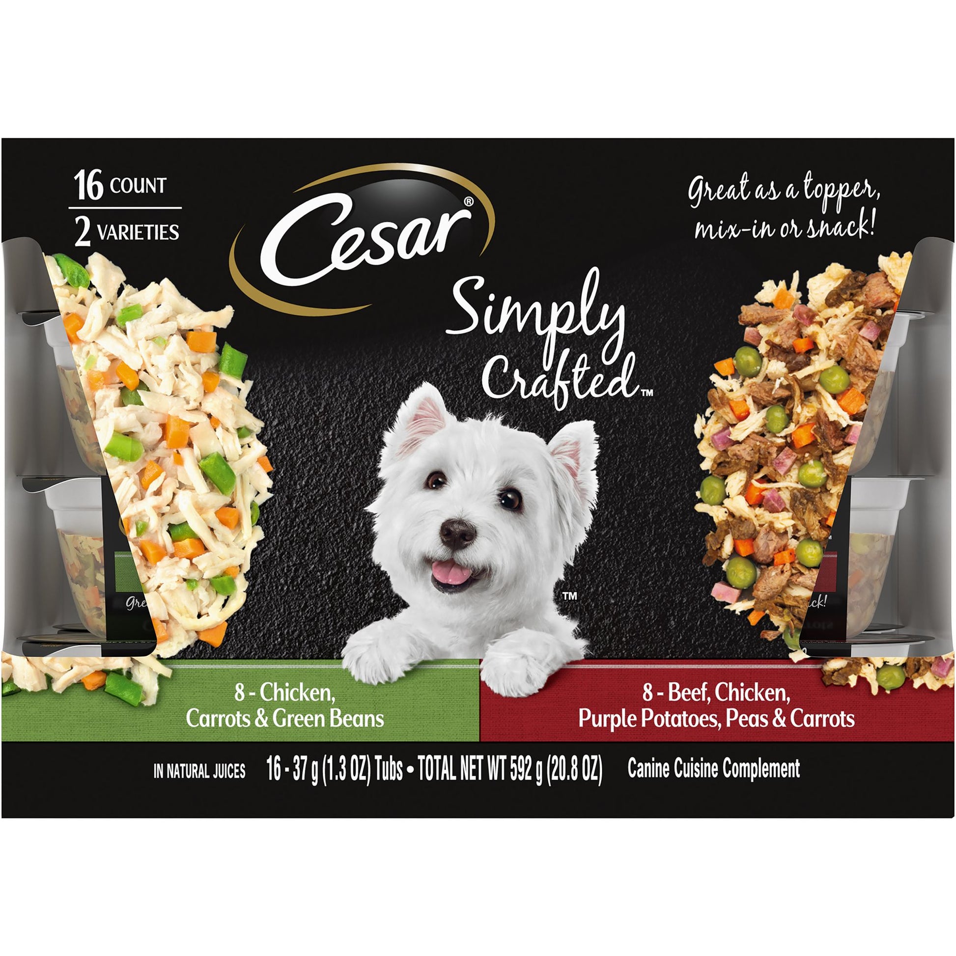 Cesar® Simply Crafted All Life Stage Wet Dog Food & Meal Topper - Grain Free, Variety Pack, 16 Count