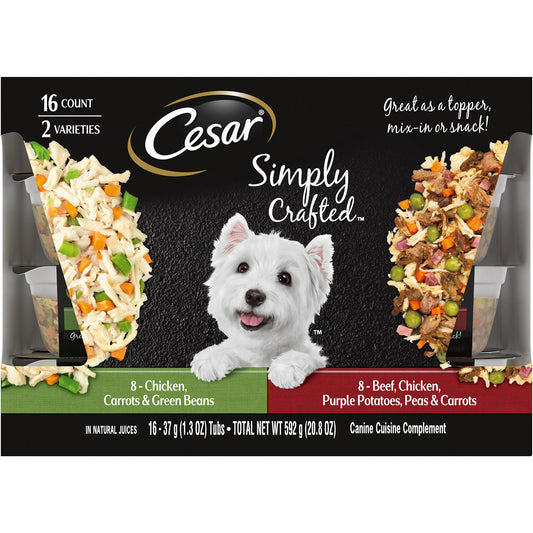 Cesar® Simply Crafted All Life Stage Wet Dog Food & Meal Topper - Grain Free, Variety Pack, 16 Count