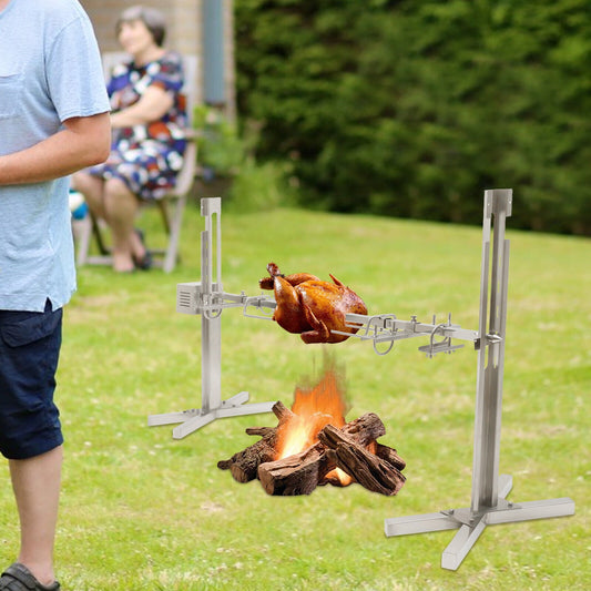 53''  Large Electric BBQ Spit Roaster Rotisserie Chicken Pig Lamb Roast For Camping Picnic 15W