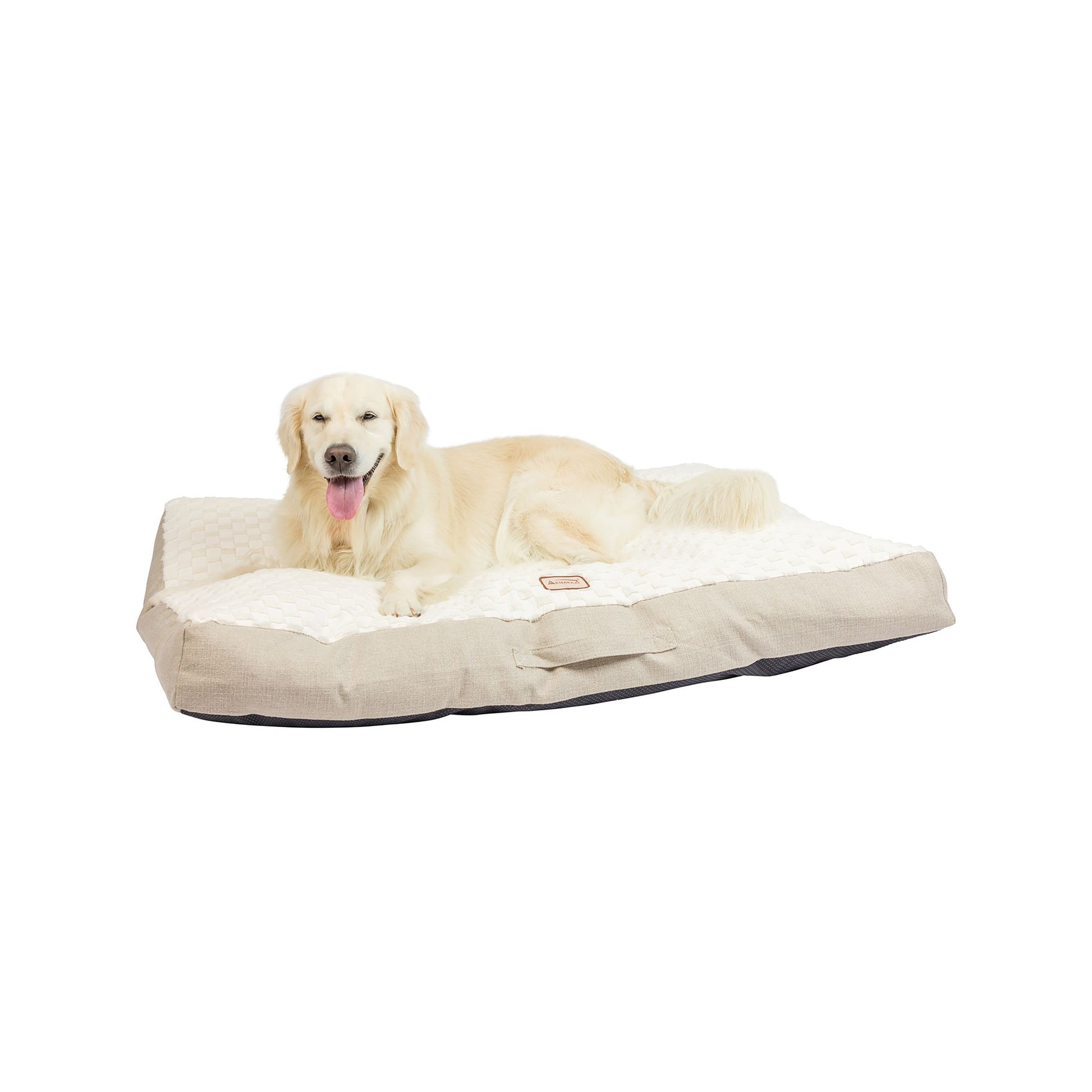 Armarkat  Beige & Ivory Snowy Velvet Pillow Dog Bed 50"L x 36"W x 9"H