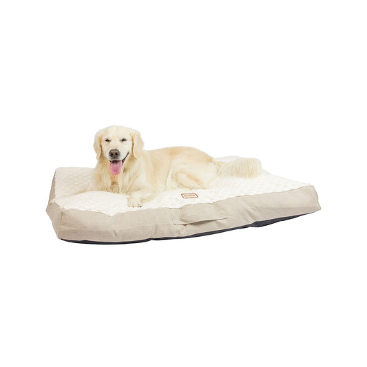 Armarkat  Beige & Ivory Snowy Velvet Pillow Dog Bed 50"L x 36"W x 9"H