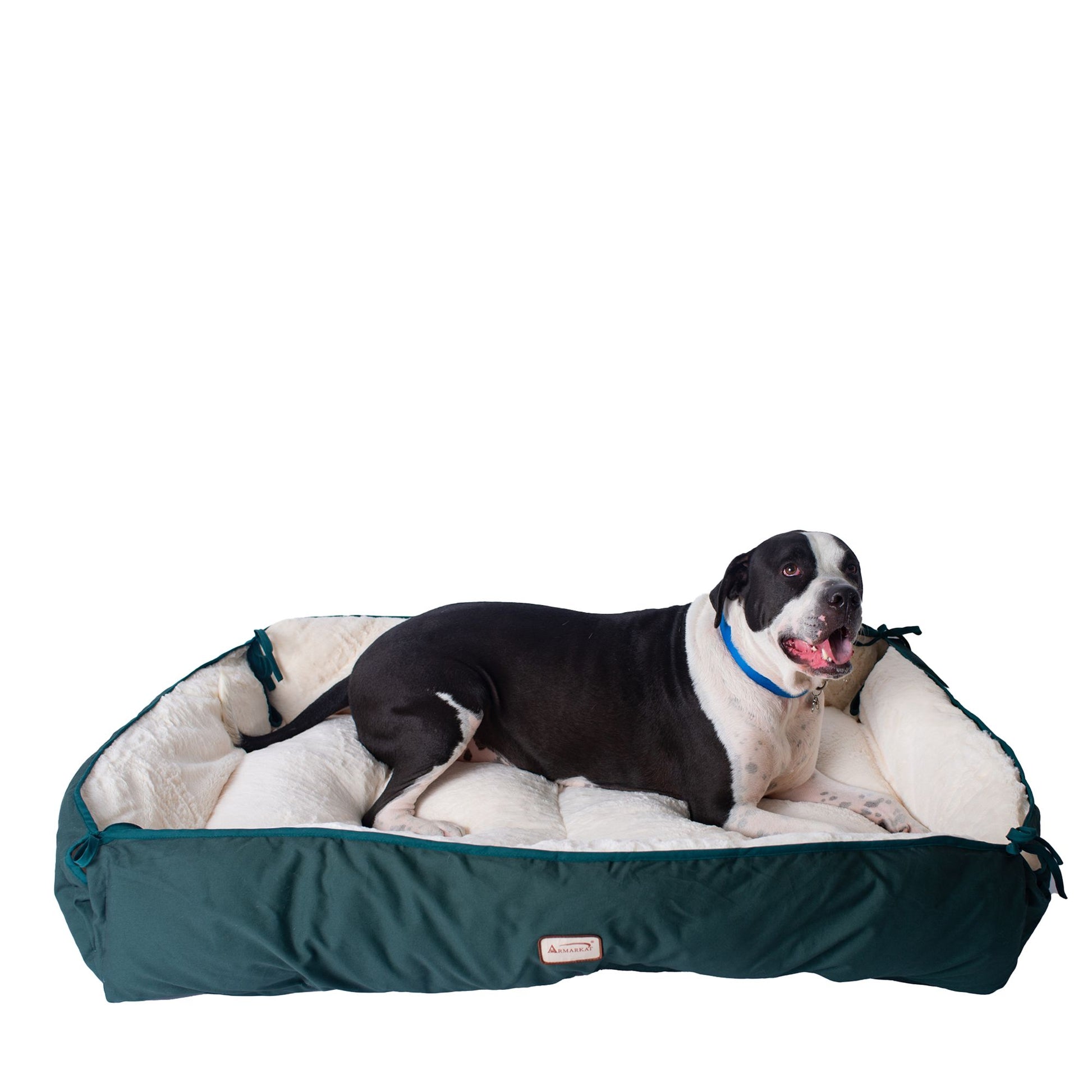 Armarkat Laural Green & Ivory Cuddler Dog Bed 53"L x 28"W x 10"H
