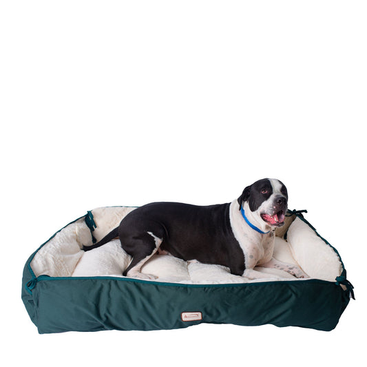 Armarkat Laural Green & Ivory Cuddler Dog Bed 41"L x 26"W x 8"H