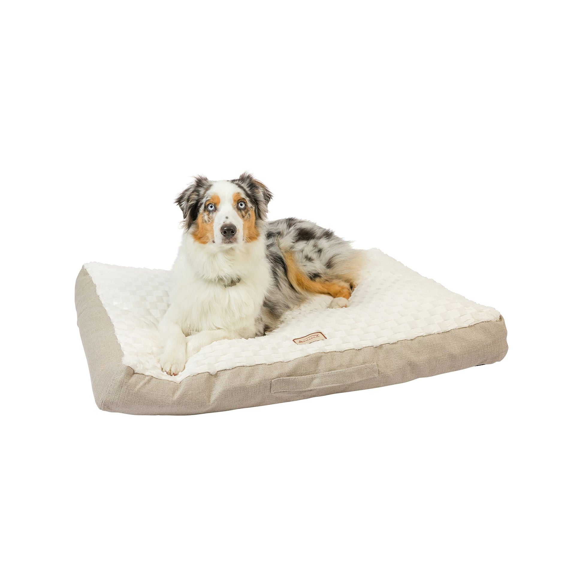 Armarkat  Beige & Ivory Snowy Velvet Pillow Dog Bed 28"L x 22"W x 5"H