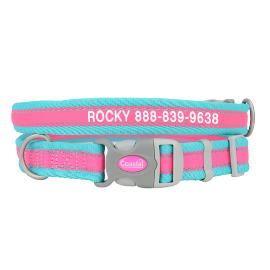 Coastal Pet Products Personalized Pet Attire Pro Reflective Adjustable Dog Collar Small