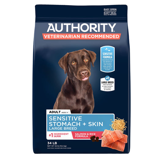 Authority Sensitive Stomach & Skin Large Breed Adult Dog Dry Food - Salmon & Rice 18 Lb