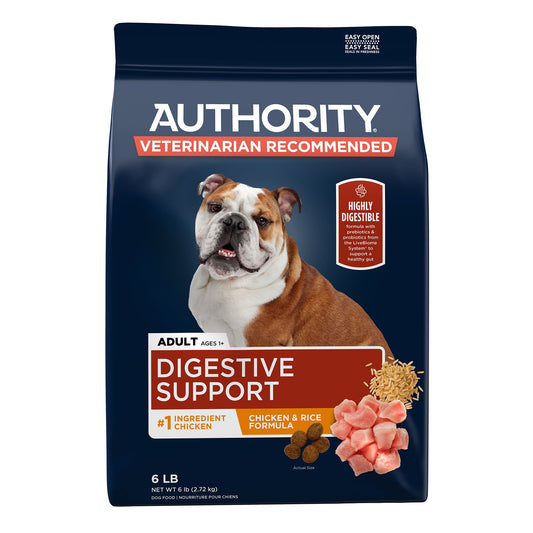 Authority Digestive Support Adult Dog Dry Food - Chicken & Rice 34 Lb