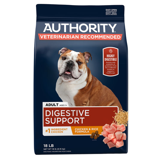 Authority Digestive Support Adult Dog Dry Food - Chicken & Rice 18 Lb