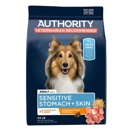 Authority Sensitive Stomach & Skin Adult Dry Dog Food - Chicken & Rice 34 Lb