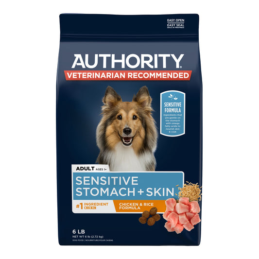 Authority Sensitive Stomach & Skin Adult Dry Dog Food - Chicken & Rice 6 Lb