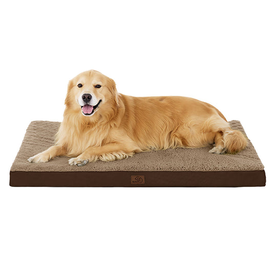 Bedsure® Orthopedic Waterproof Dog Bed with Sherpa & Oxford Fabric Removable Cover & Egg Crate Foam 54"L x 44"W x 4"H