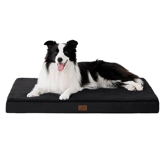 Bedsure® Orthopedic Waterproof Dog Bed with Sherpa & Oxford Fabric Removable Cover & Egg Crate Foam 41"L x 29"W x 3.5"H