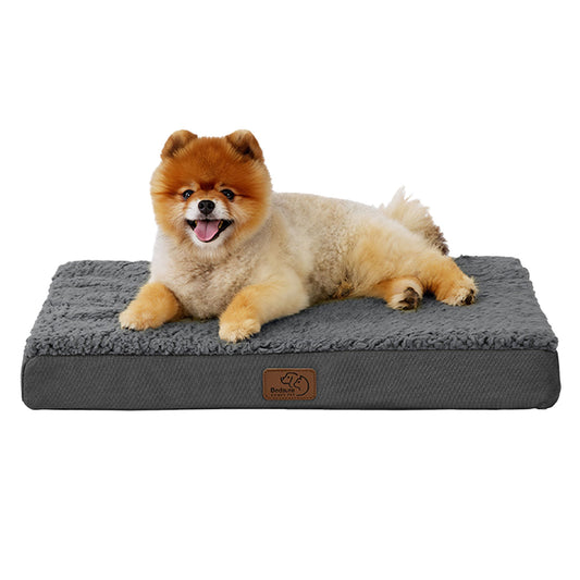 Bedsure® Orthopedic Waterproof Dog Bed with Sherpa & Oxford Fabric Removable Cover & Egg Crate Foam 30"L x 20"W x 3"H