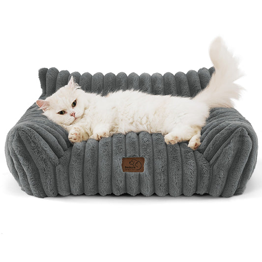 Bedsure® Pet Sofa Bed - Fluffy Dog Bed & Cat Couch with Removable Washable Cover Small