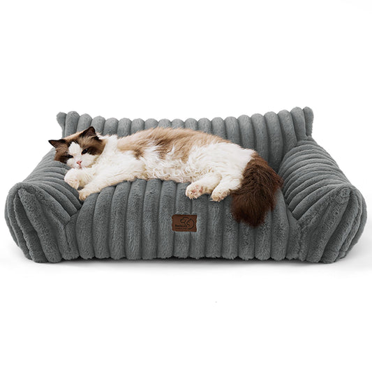 Bedsure® Pet Sofa Bed - Fluffy Dog Bed & Cat Couch with Removable Washable Cover Medium