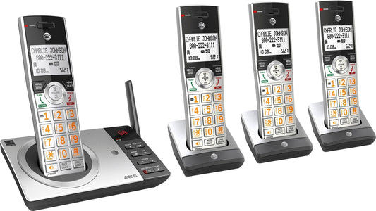 AT&T - CL82407 DECT 6.0 Expandable Cordless Phone System with Digital Answering System and Smart Call Blocker - Silver/black