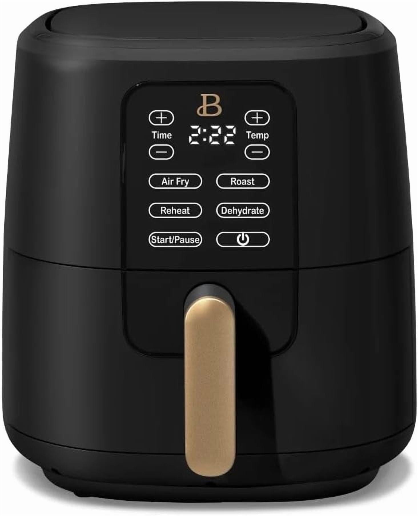 6 Qt Air Fryer with TurboCrisp Technology, Touch-Activated Display, Adjustable Temperature, Sleek Design, Fast Cooking, Nonstick Basket, Ideal for Family Meals, Beautiful Collection - Black Sesame