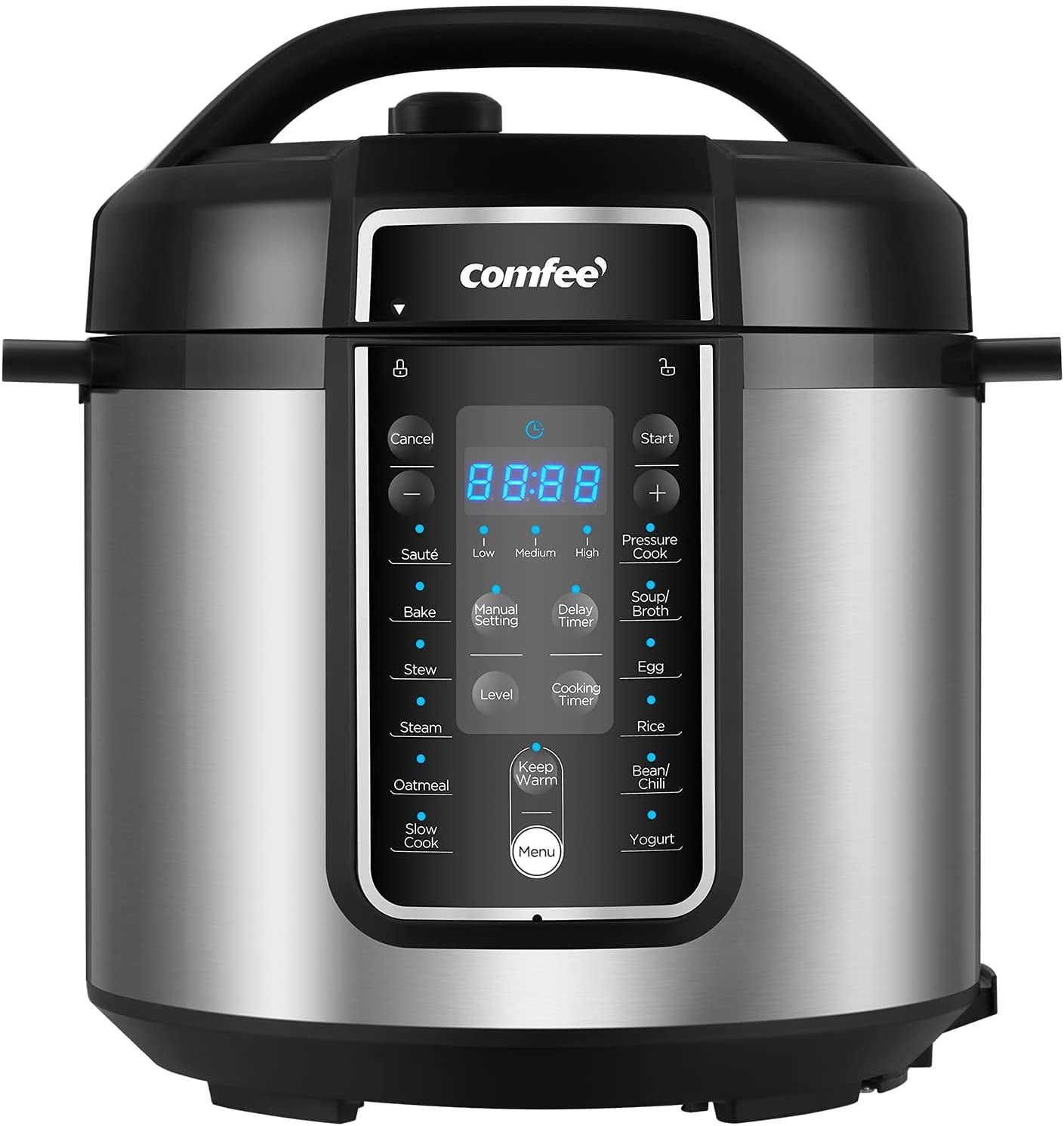 6 Quart Pressure Cooker 12-in-1, One Touch Kick-Start Multi-Functional Programmable Slow Cooker, Rice Cooker, Steamer, Sauté pan, Egg Cooker, Warmer and More