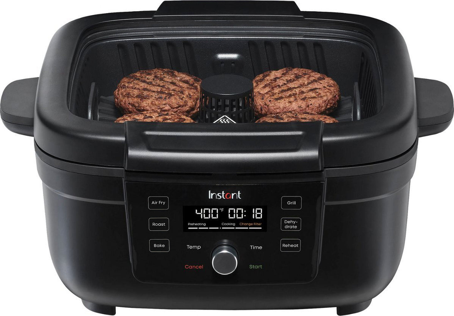 6-in-1 Smokeless Indoor Grill & Air Fryer with OdorErase Technology - Black