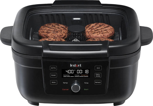 6-in-1 Smokeless Indoor Grill & Air Fryer with OdorErase Technology - Black