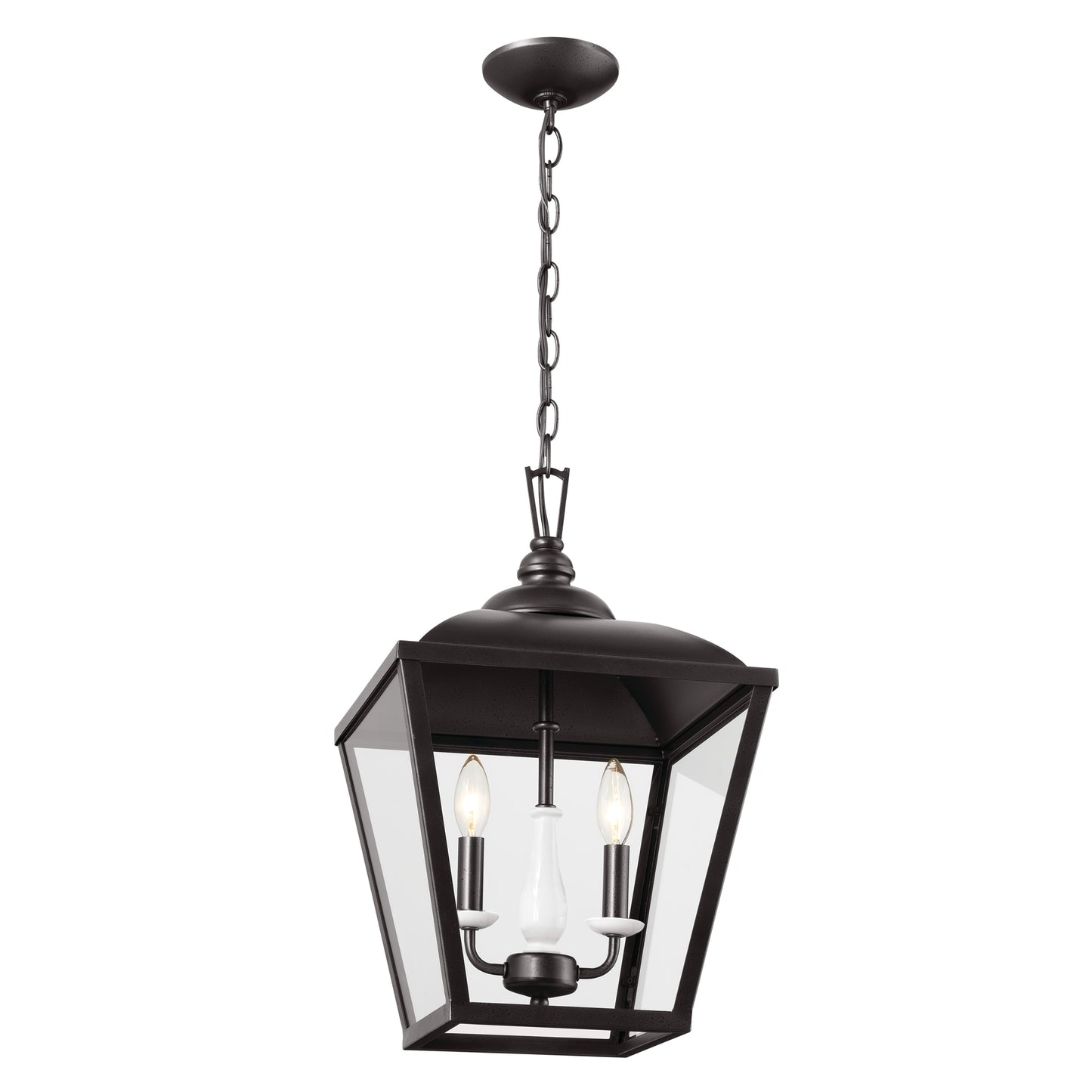 Kichler Dame 3 -Light Anvil Iron Farmhouse Clear glass Lantern Medium Hanging Pendant light