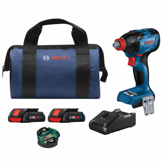 Bosch 18-volt 1/4-in; 1/2-in Brushless Cordless Impact Driver (2-Batteries Included, Charger Included and Soft Bag included) GDX18V-1860CB25
