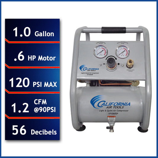California Air Tools 1-Gallon Portable Electric 120 PSI Hot Dog Air Compressor 1P1060SP