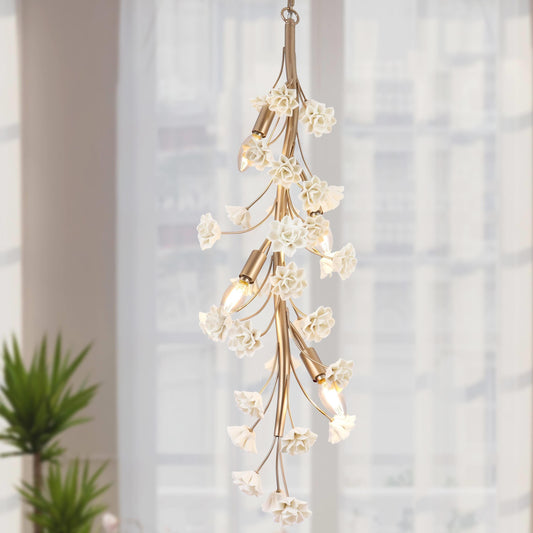 Uolfin Olivia 4 -Light Matte Off-white Craftsman For Use in Bedrooms, Dining Rooms, Foyers, Kitchens, Living Rooms Chandelier