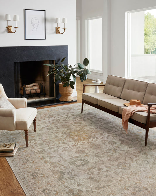 Chris Loves Julia x Loloi Rosemarie 8 x 10 (ft) Loomed Ivory / Natural Rectangular Indoor Distressed/Overdyed Oriental Area rug