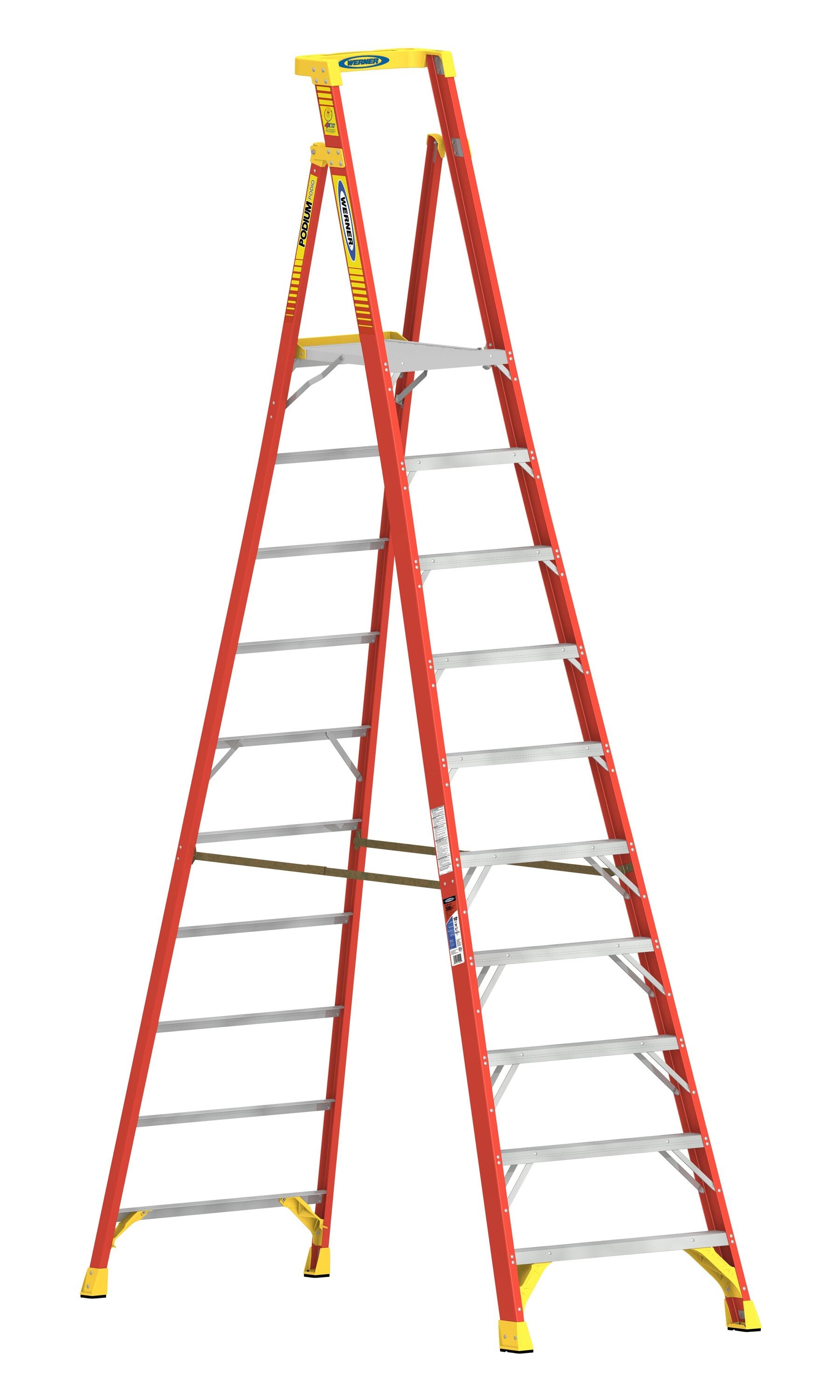 Werner PD6200 13-ft ( 16-ft Reach Height ) Fiberglass Type 1A - 300 lbs. Load Capacity Platform ladder