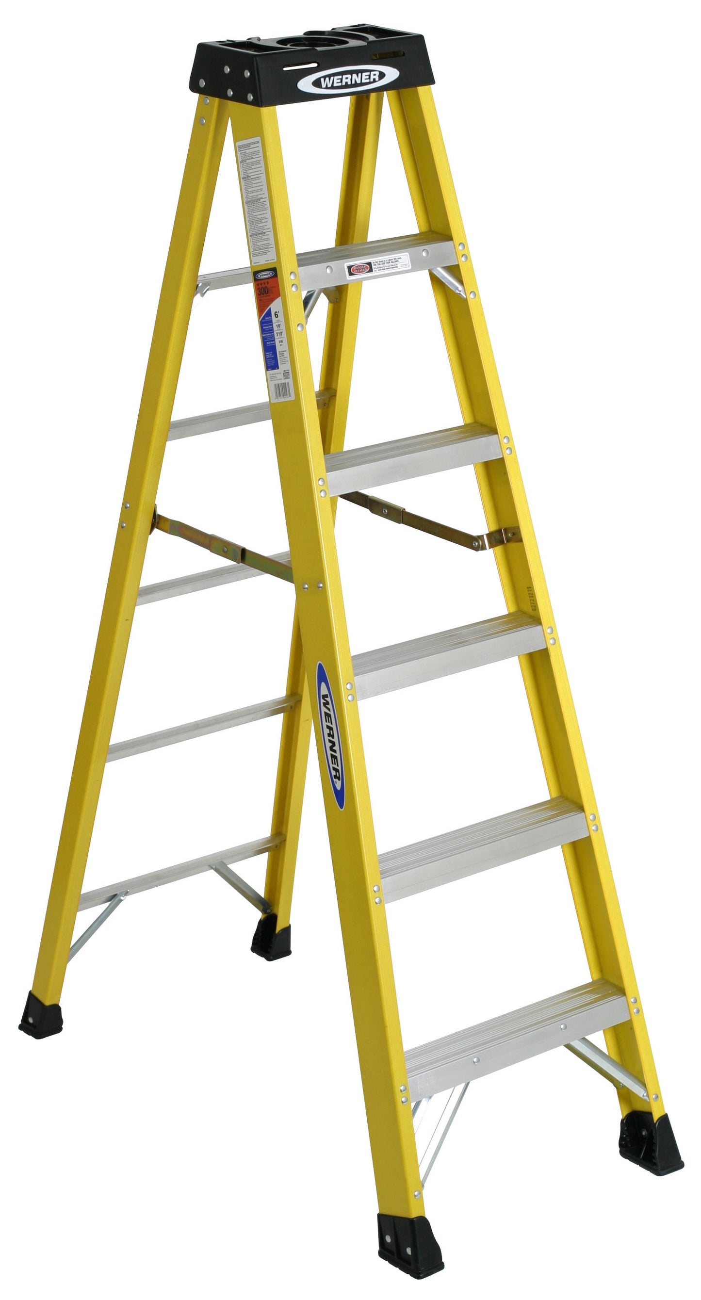 Werner 6100 6-ft Fiberglass Type 1A-300-lb Load Capacity Step Ladder 6106