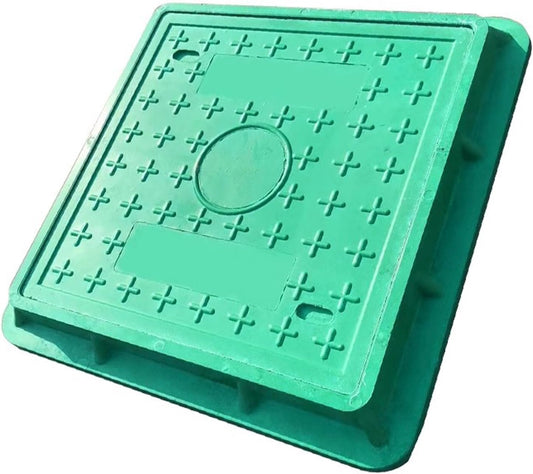 Square Non-Slip Resin Drain Cover with Frame for Yard, Garden, and Pavement Access, Septic Tank Cover for Outdoor Use