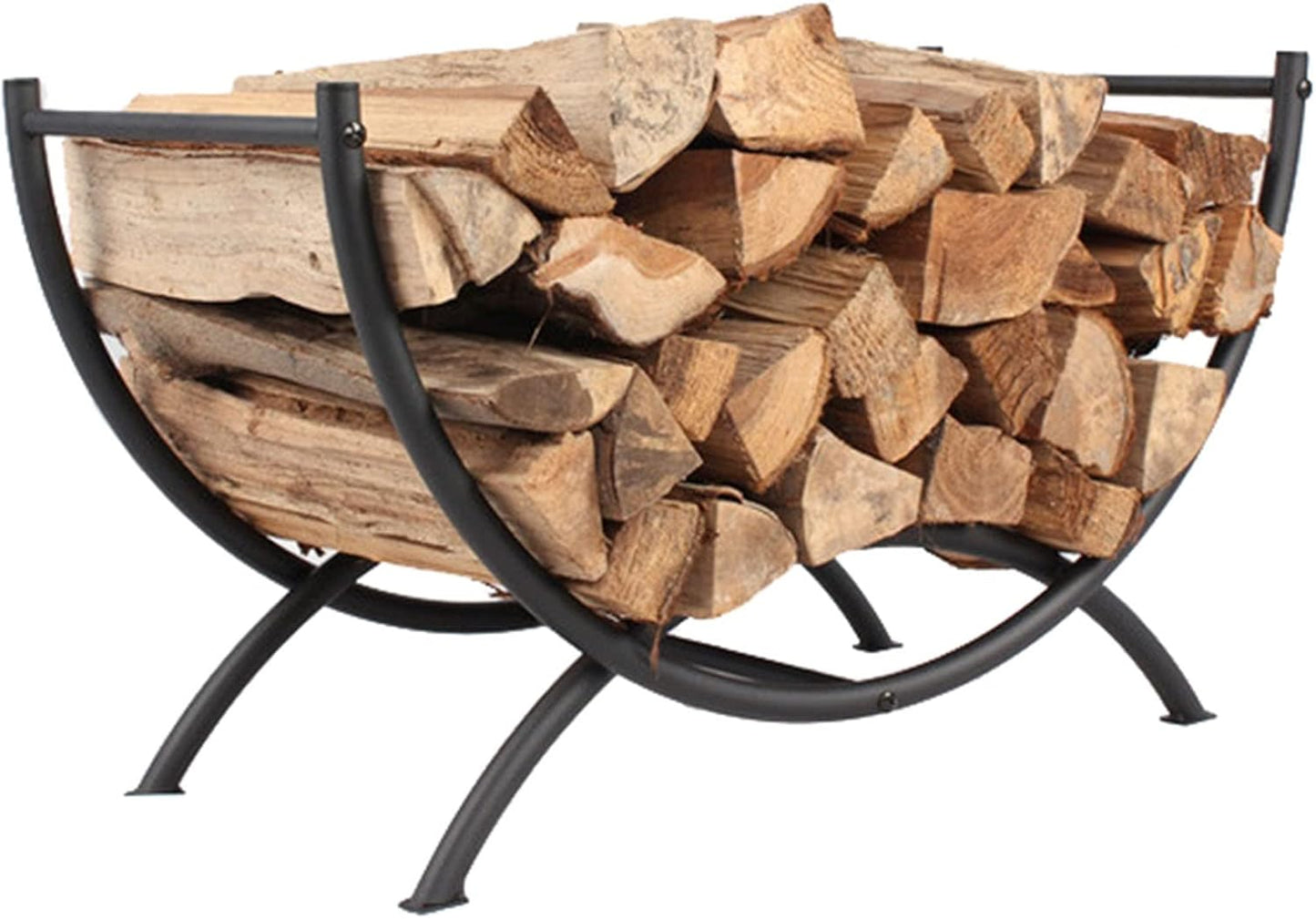 Firewood Rack Holder - Indoor & Outdoor Semicircle Log Store for Fireplace, Camper & Patio - Compact Design for Deck, Shed & Porch
