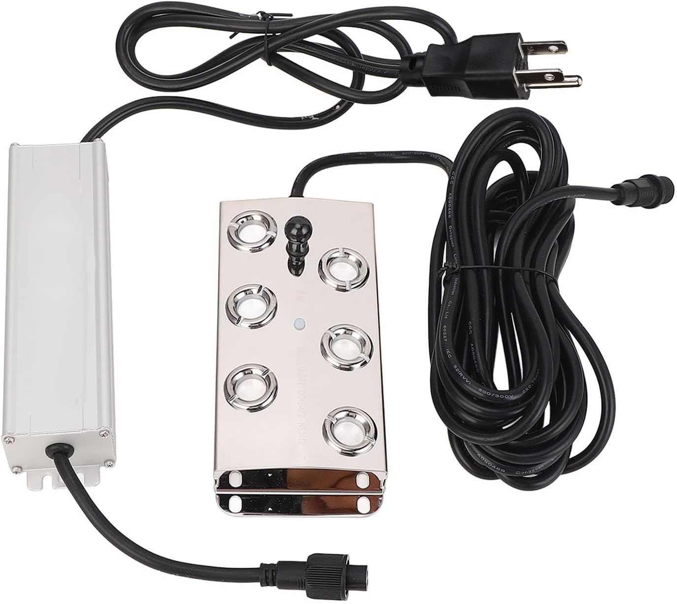 Ultrasonic Mist Maker, 6 Head Stainless Steel Fogger with IP67 Power Supply, Suitable for Landscape (US Plug 100\u2011240V)